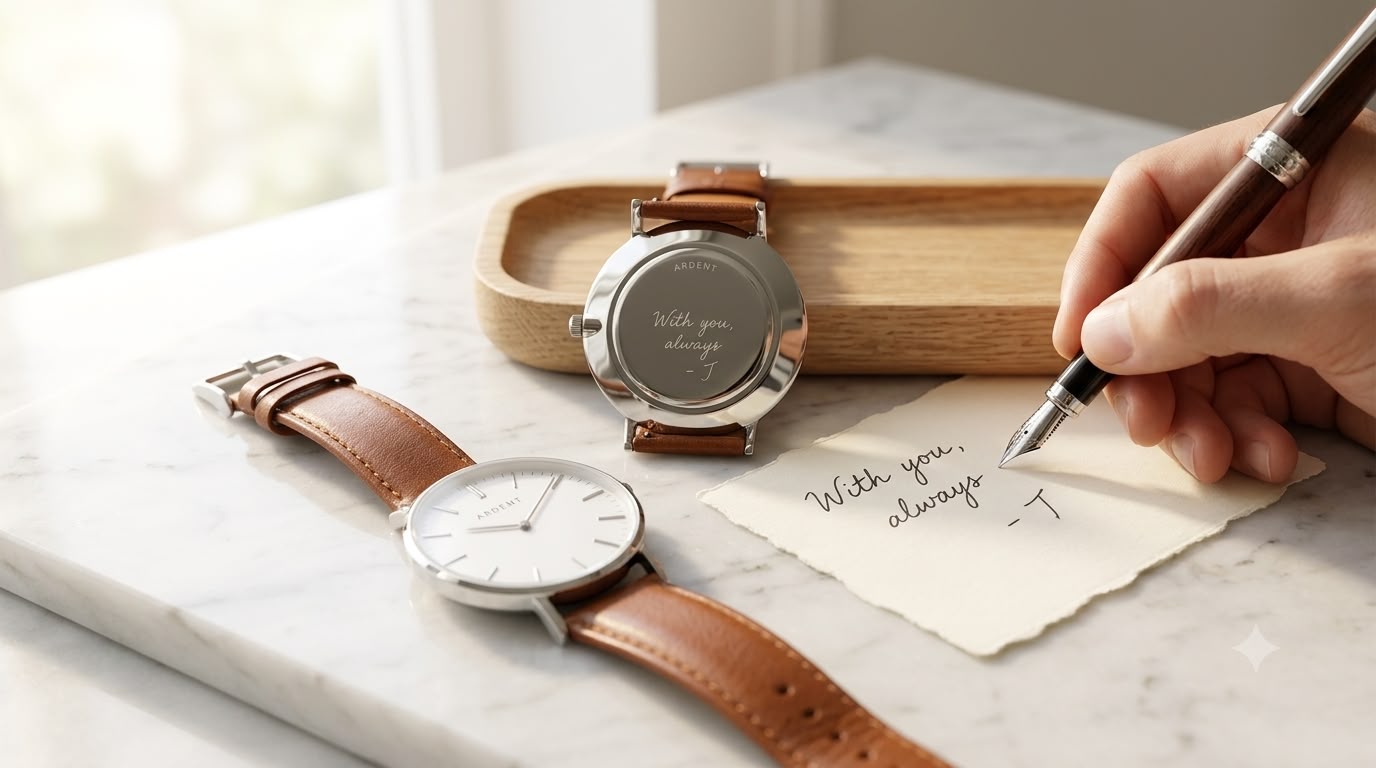Ardent engraved stainless steel watch